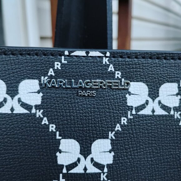 KARL LAGERFELD PARIS Maybelle Logo Crossbody Bag Black/White - Picture 2 of 5